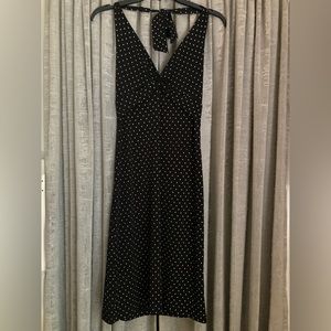 BCBG Maxazria Black & Cream Polka Dot Halter Dress Size Medium